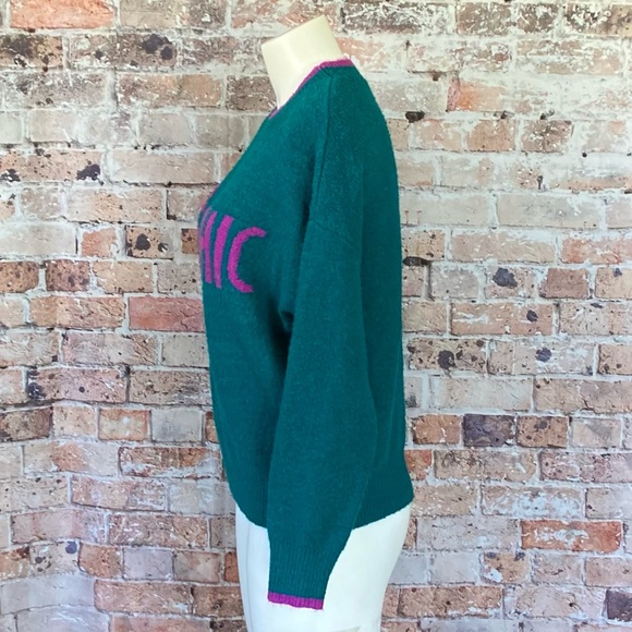 Code x Mode TRES CHIC Pullover Knit Sweater Teal & Purple Sz Medium - Picture 7 of 10